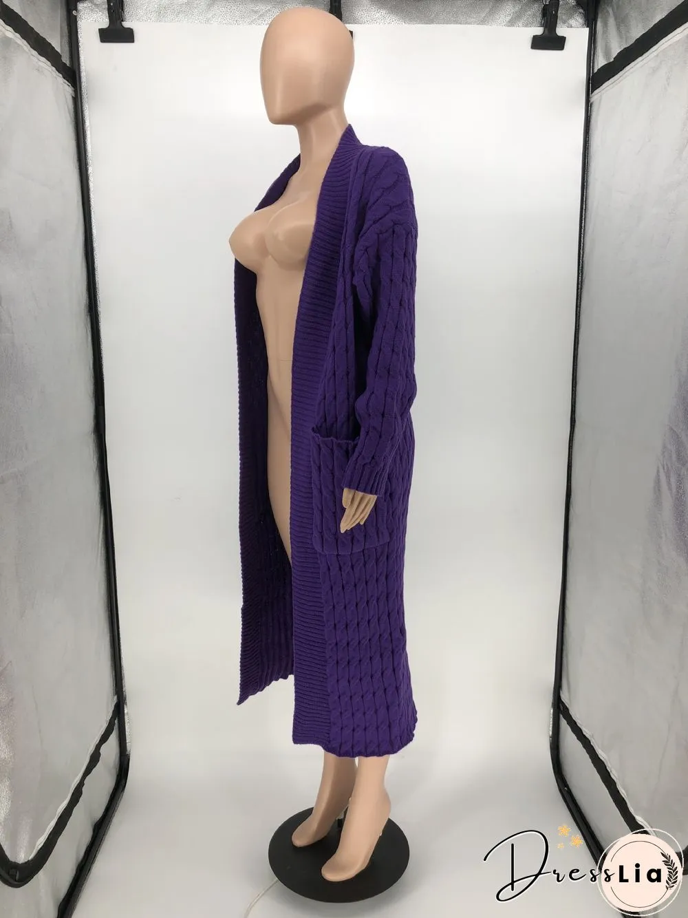 Winter Crochet Loose Long Twist Sweater Cardigan