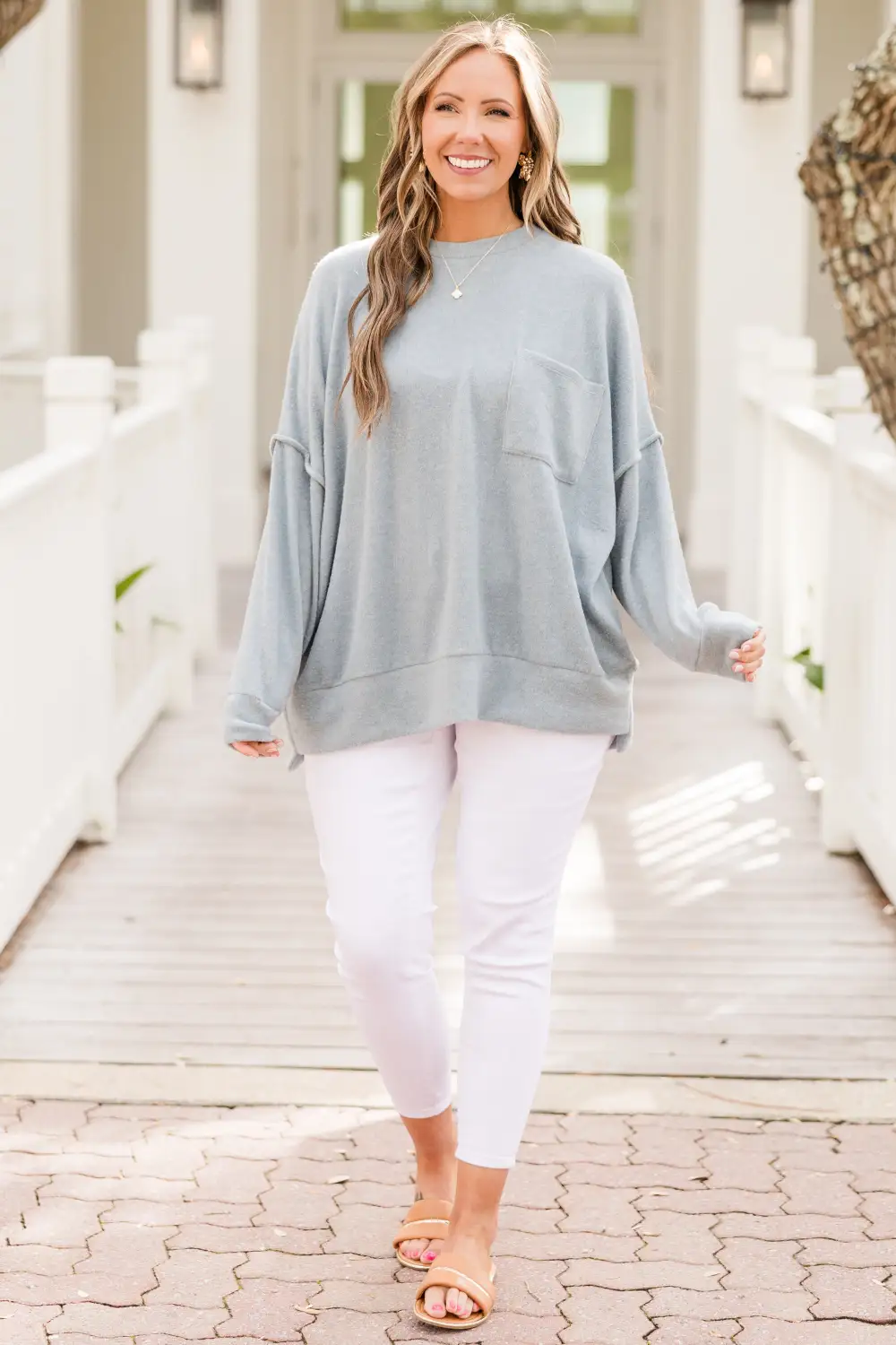 Just Take A Break Sweater, Blue Grey