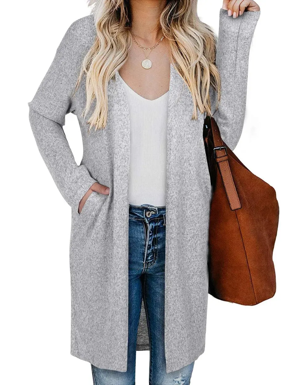 Women's Long Sleeve Lightweight Cardigan with Pockets Jacket