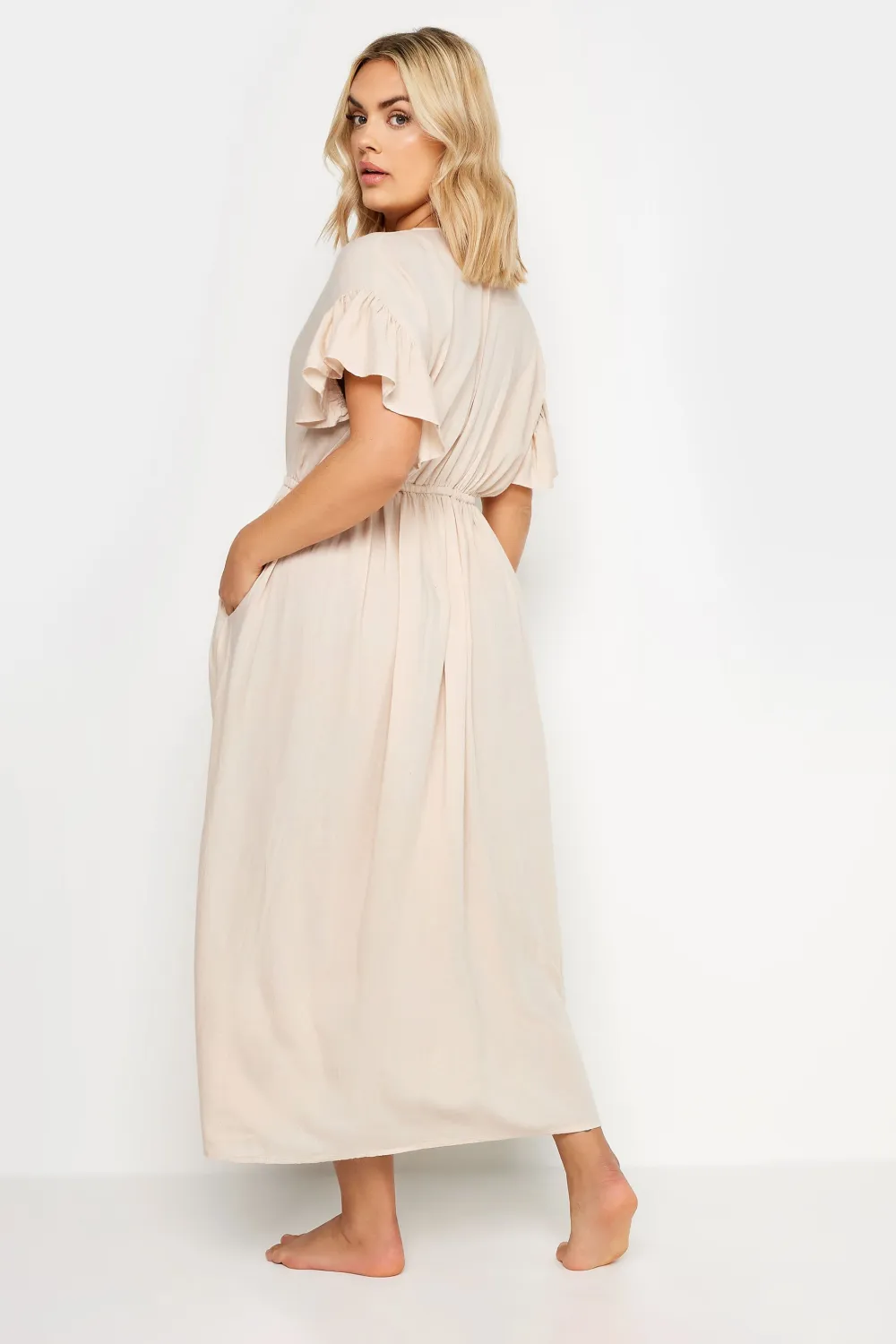 YOURS Curve Stone Brown Boho Maxi Dress