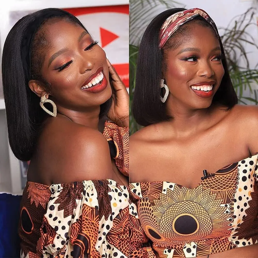 Headband Bob Wig Human Hair Straight Short Bob Wigs For Black Women Sterly Hair