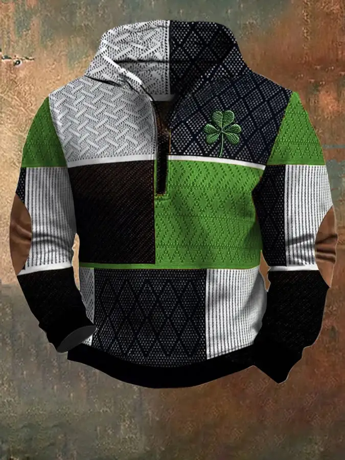 Men's St. Patrick's Day Printed Zip Hooded Sweatshirt