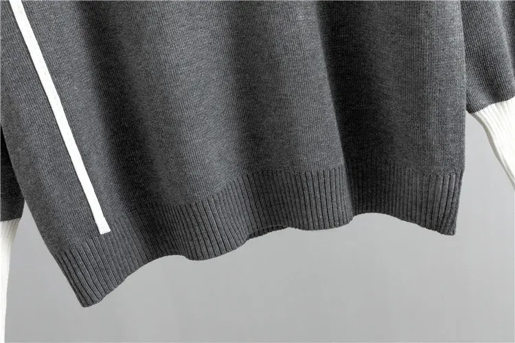 Colorblock casual knitted two-piece set