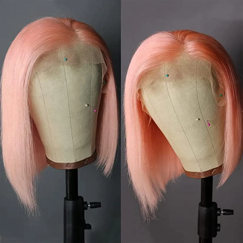 Sterly Pink Color Bob Lace Front Wig Colored Human Hair Bob Wigs