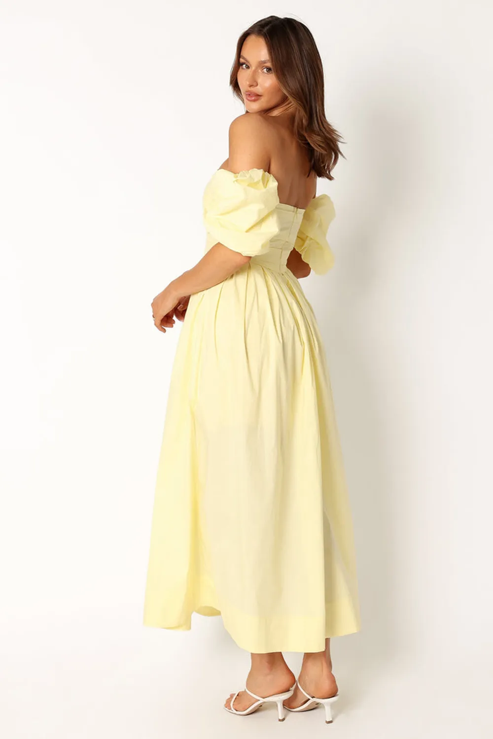 SOLANA OFF SHOULDER MIDI DRESS - BLUE