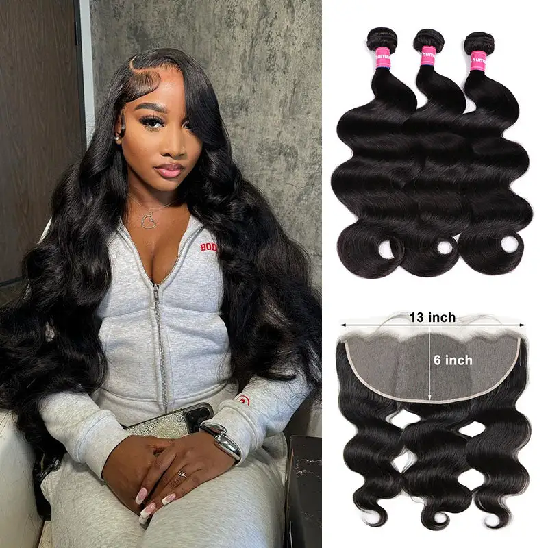 Sterly Body Wave Human Hair Bundles With 13x6 Lace Frontal Remy Human Hair Bundles With Closure Frontal