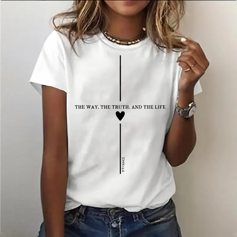 Women's Casual Faith In Jesus Truth Printed Short-sleeved T-shirt