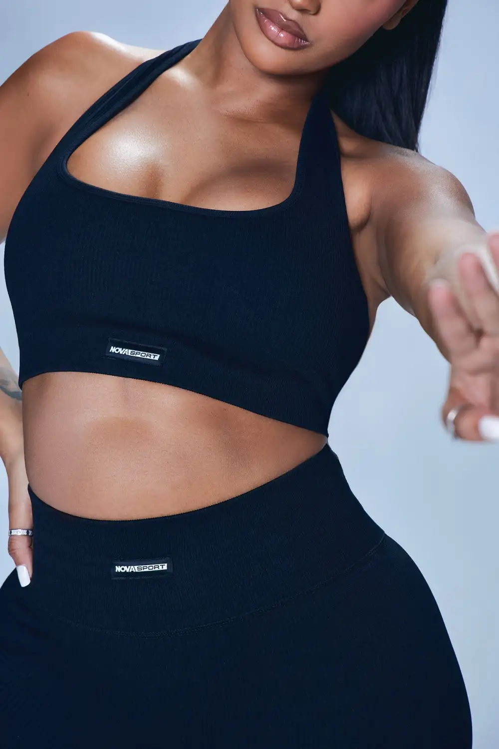 Flexibility Seamless Ribbed Sports Bra - Black