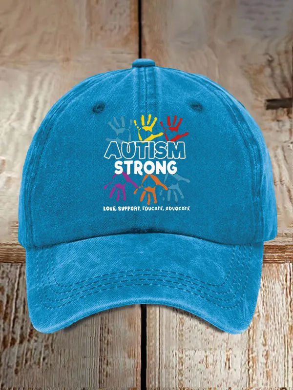 Unisex Autism Dtrong Education Advocates Love Print Baseball Cap