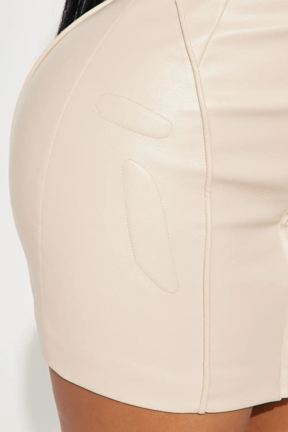 Harley Strapless Faux Leather Mini Dress - Cream