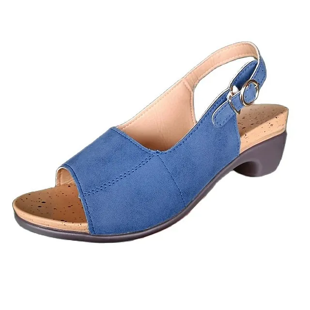 Women's Sandals Block Heel Sandals Comfort Shoes Ankle Strap Sandals Outdoor Daily Summer Low Heel Chunky Heel Slingback Heel Peep Toe Vintage Classic Casual PU Leather Faux Leather Buckle Color