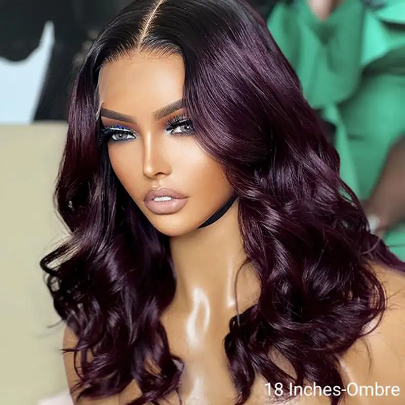 Sale | Glueless Ombre Dark Purple 5x5/13x6 FULL Lace Frontal Wig 16