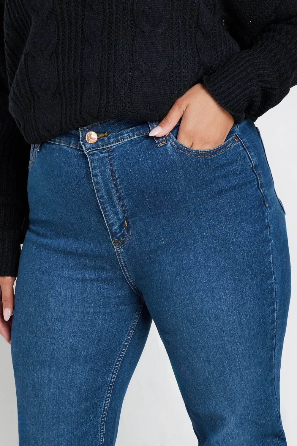 YOURS Curve Mid Blue Straight Leg RUBY Jeans
