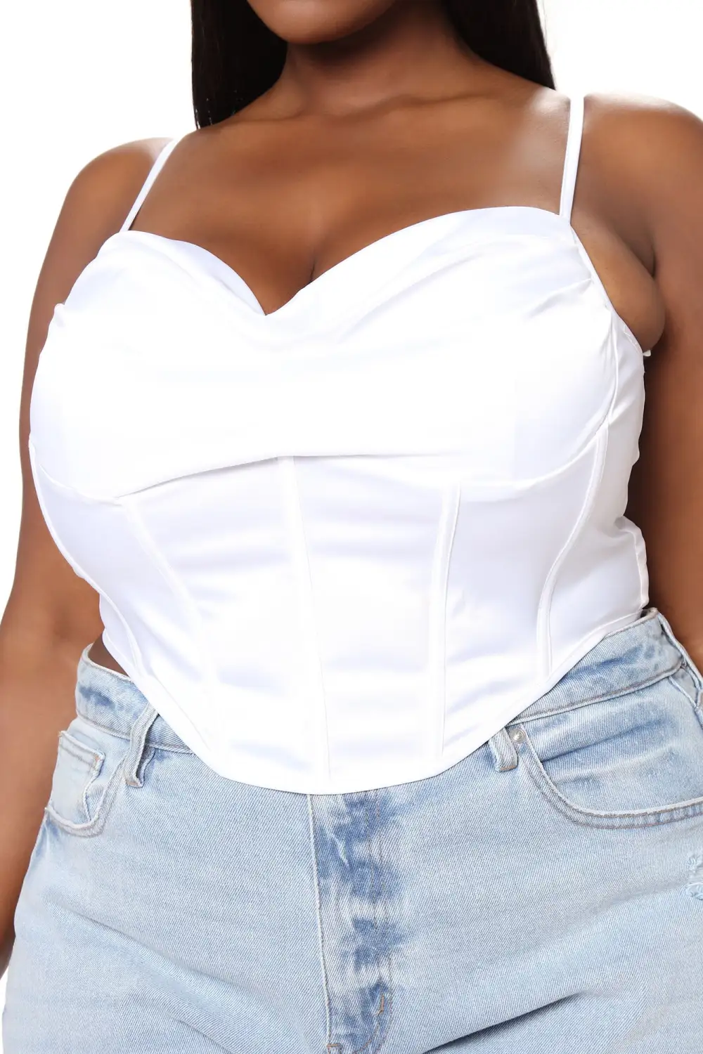 Special Memory Satin Corset Top - White