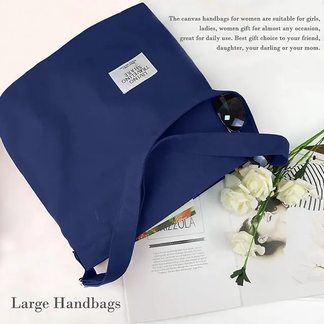 Canvas Tote Bag For Women Retro Large Size Canvas Shoulder Bag Hobo Crossbody Handbag Casual Tote For Shopping And Travel