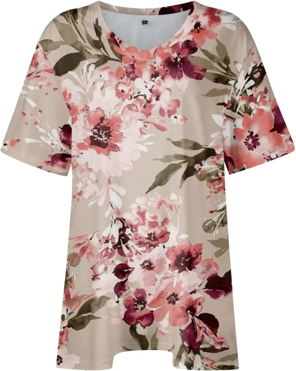 Plus Size Tops for Women Dressy Short Sleeve V Neck Shirts for Women Summer Tops for Women 2024 Floral Print Top