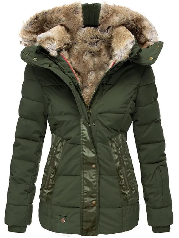 Women's Thicken Parka Fleece Puffer Jacket Coat with Drawstring