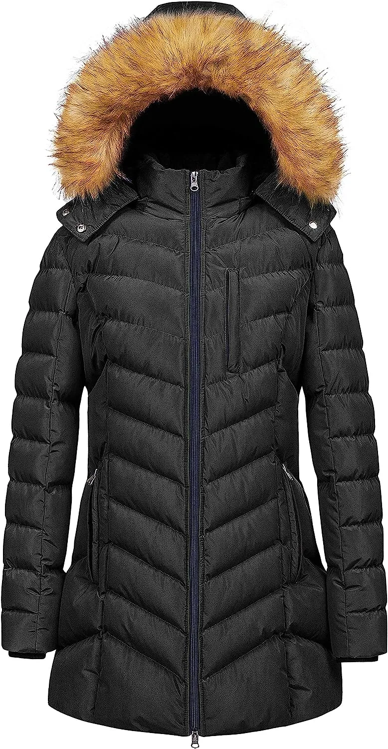 US Women's Winter Hooded Coat Waterproof Warm Long Puffer Jacket Parka