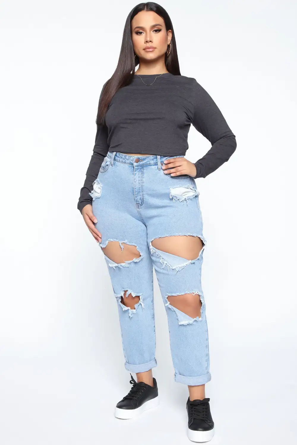 Robin Long Sleeve Top - Charcoal