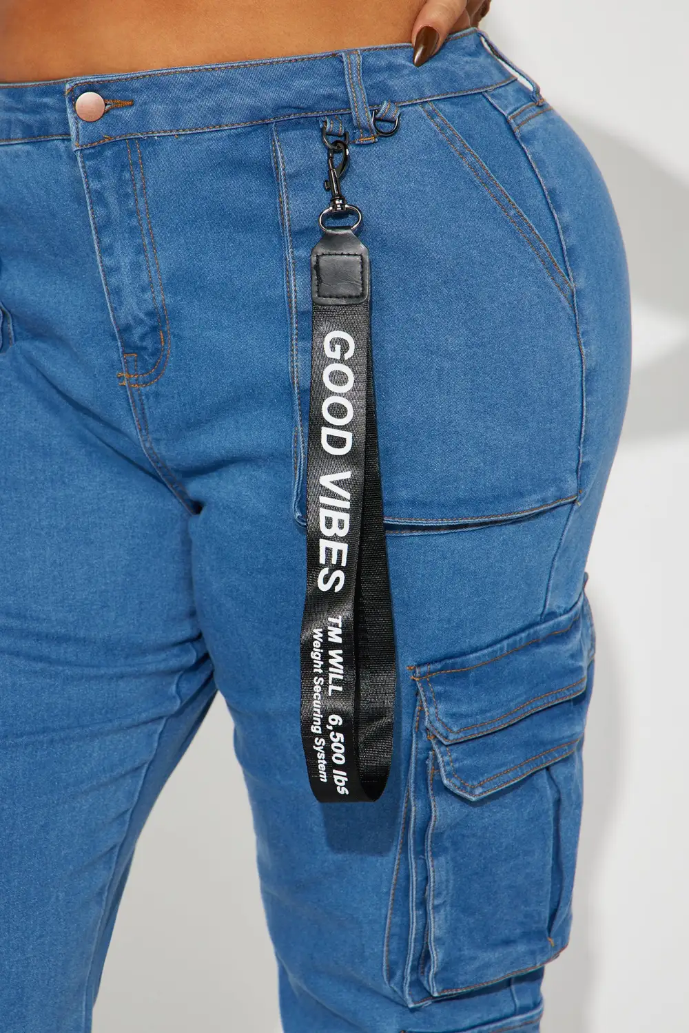 Good Vibes Always Denim Joggers - Blue