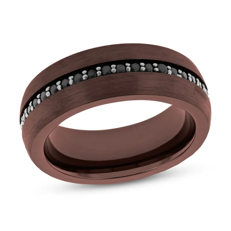 Men's Wedding Band Tungsten Black Sapphire