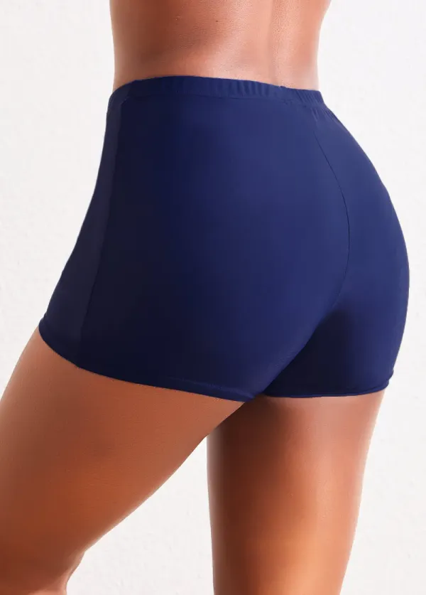 Stretch Mid Waisted Navy Swim Shorts