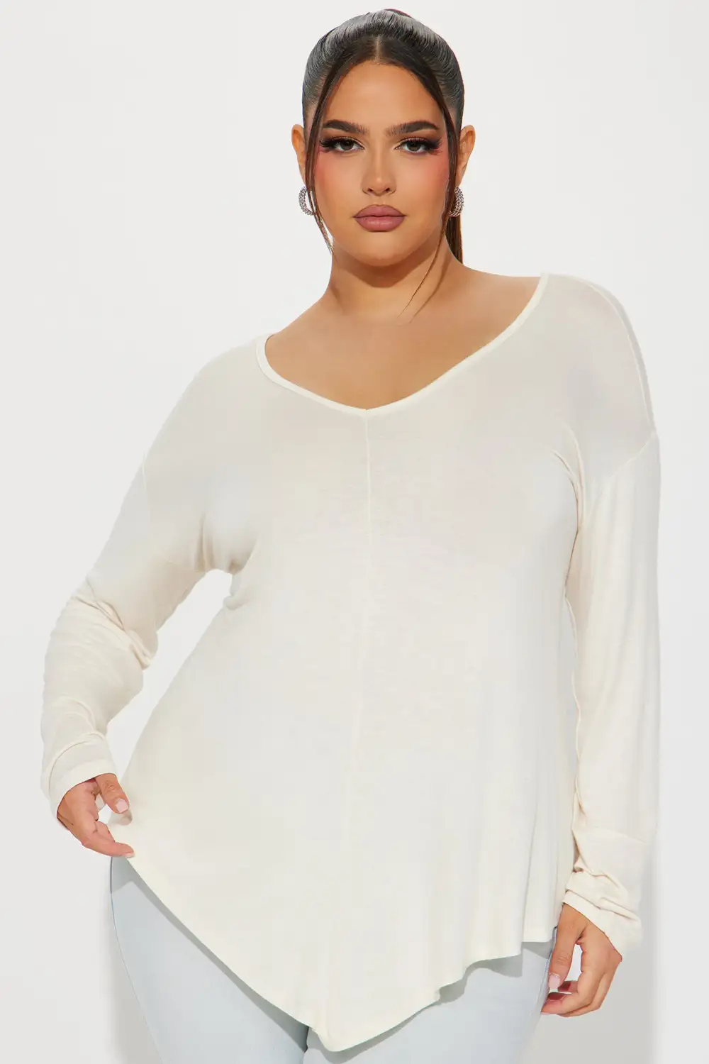 Victoria V-Neck Top - Cream