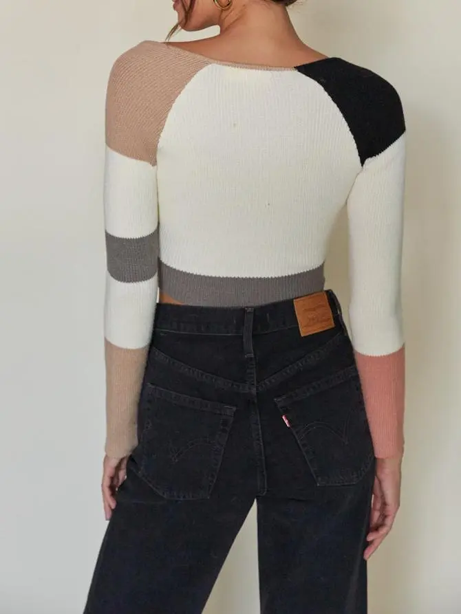 Carina Long Sleeve Colorblock Sweater