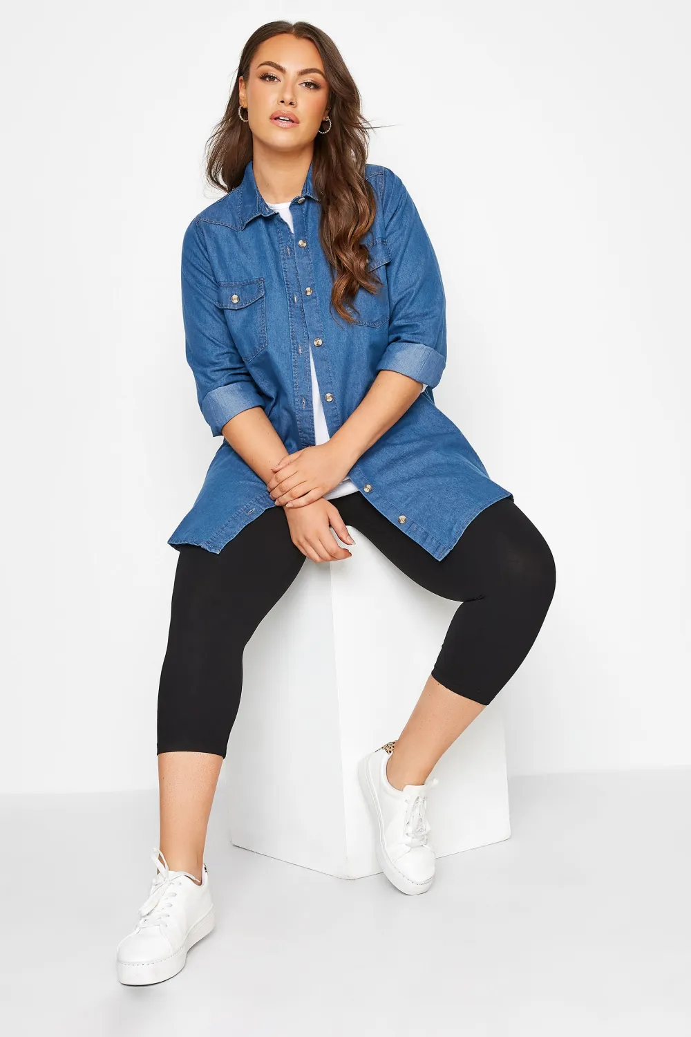 YOURS FOR GOOD Curve Black Cotton Cropped Leggings