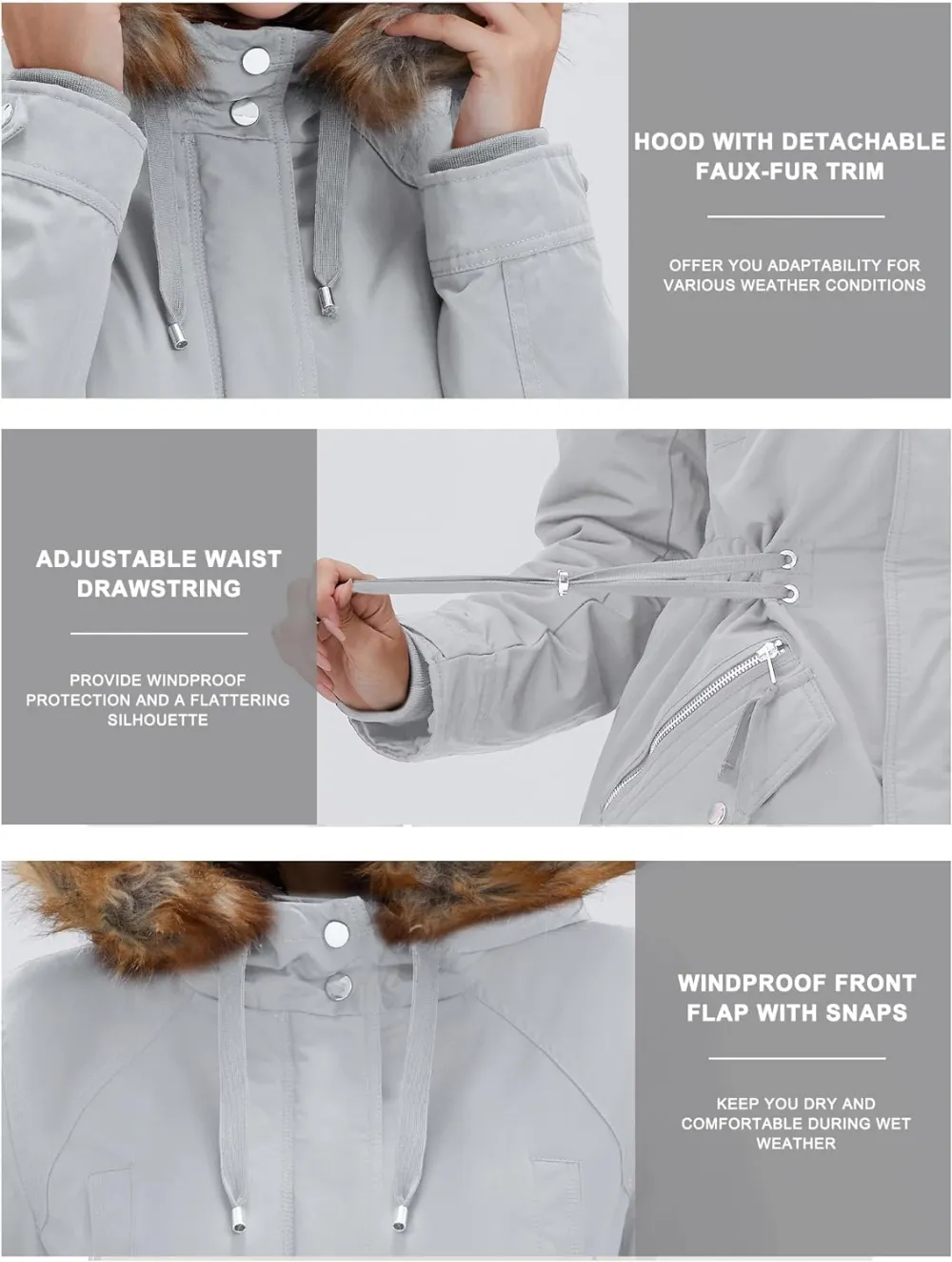 Women's Winter Coats Fleece Lined Parka Jacket Hooded Long Winter Warm Parka Coat with Pockets