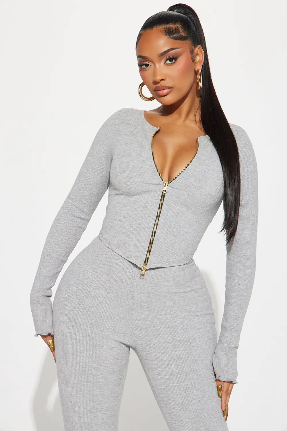 Eliza Snatched Pant Set - Heather Grey