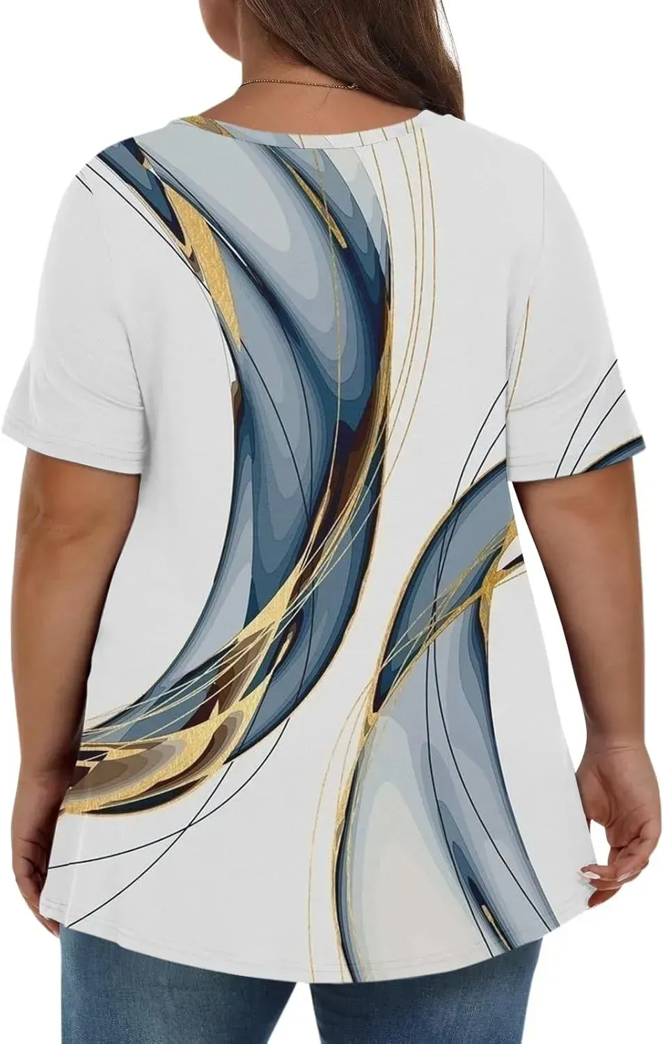 Plus Size Tops for Women Dressy Short Sleeve V Neck Shirts for Women Summer Tops for Women 2024 Floral Print Top