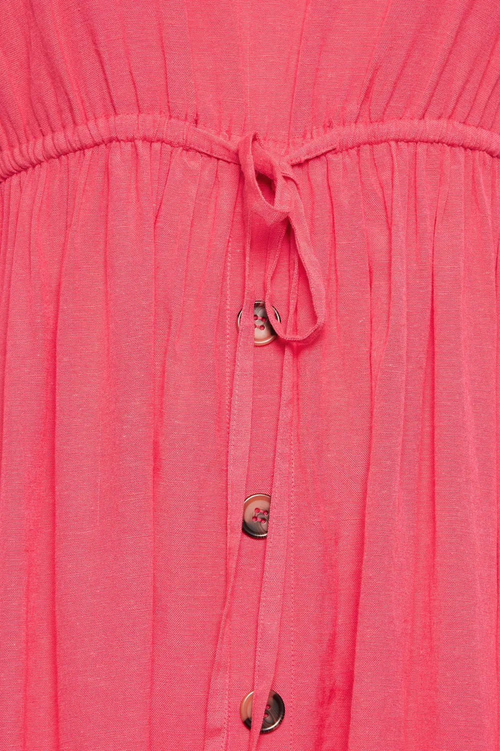 YOURS Curve Coral Pink Frill Sleeve Linen Maxi Dress