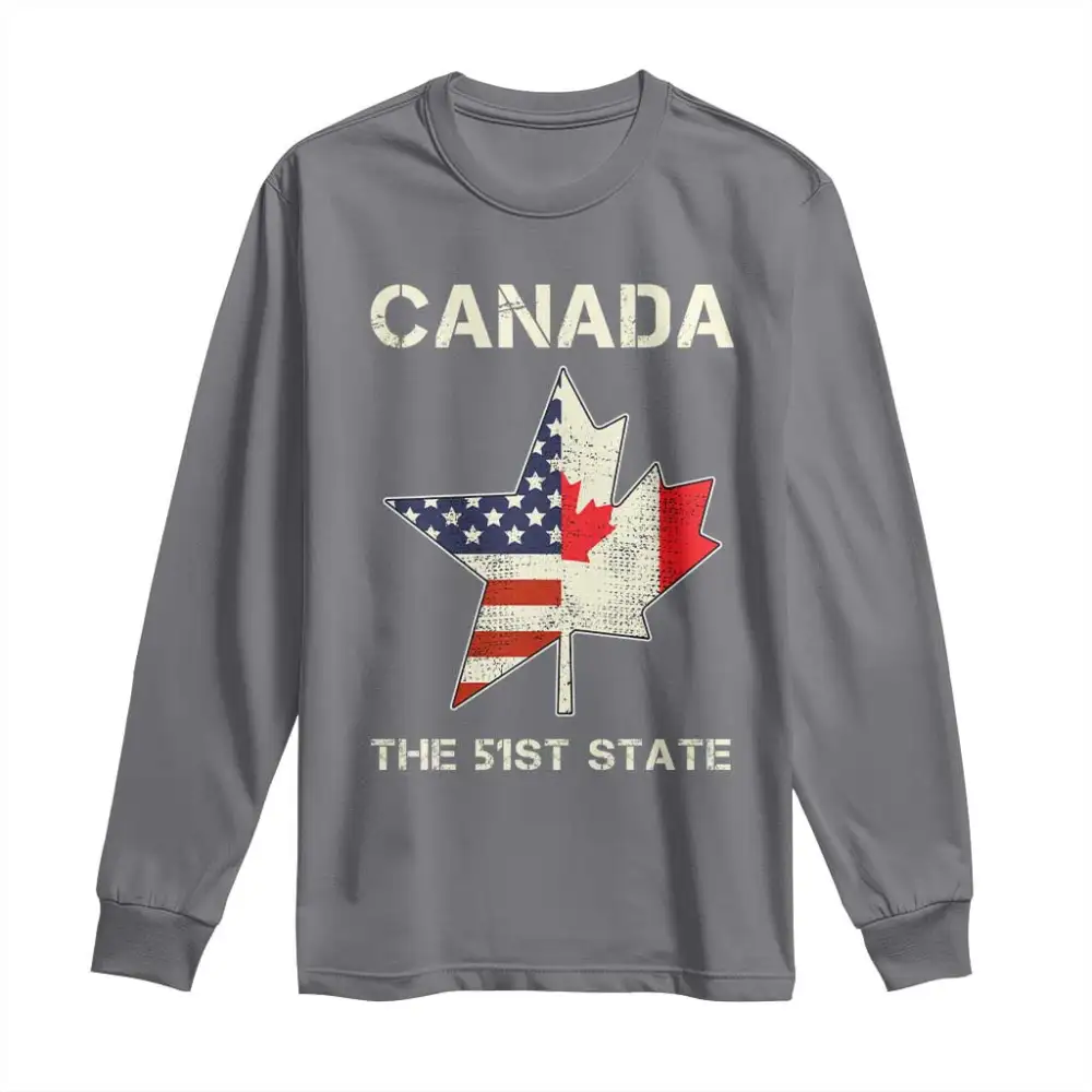 Canada The 51st State Long Sleeve Shirt Maple Canadian American Flag TS09