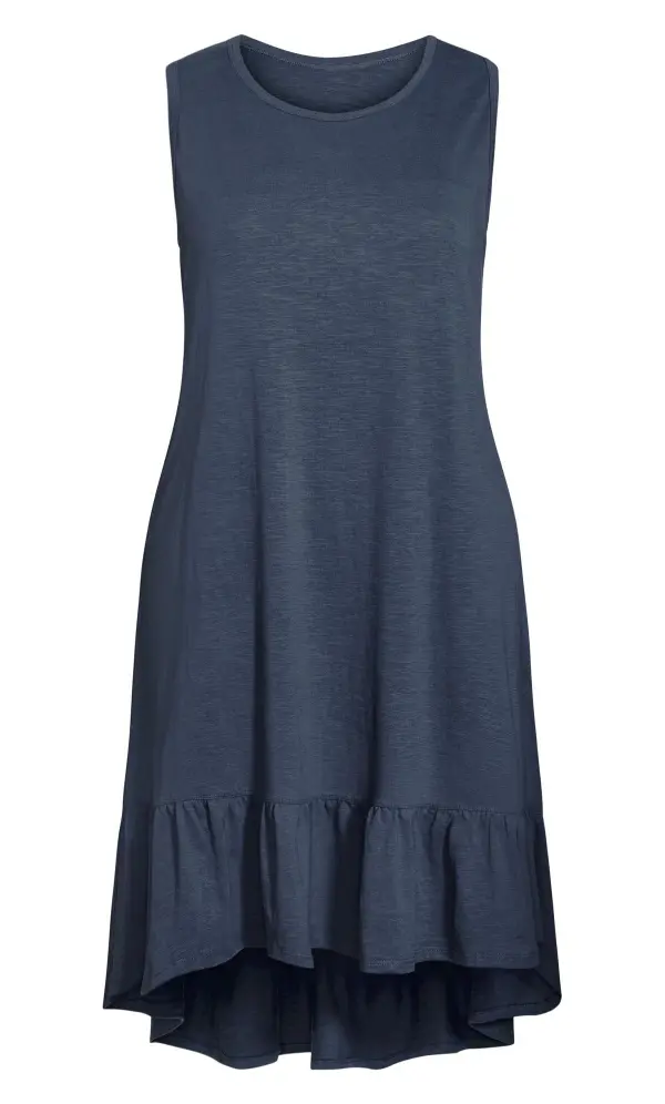 Evans Navy Blue Dipped Frill Hem Midi Dress