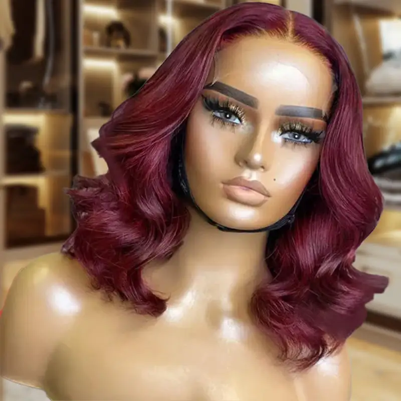 99J Pull and Go Glueless 7×6 Lace Body Wave Short Bob Wig Human Hair Wigs