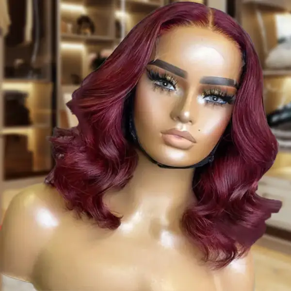 99J Pull and Go Glueless 7×6 Lace Body Wave Short Bob Wig Human Hair Wigs