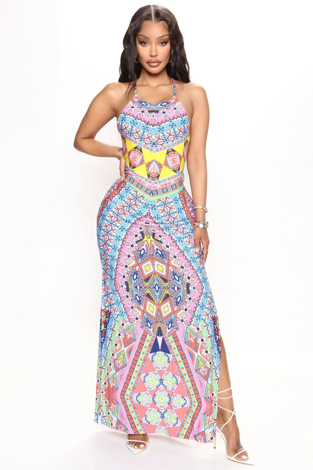 Jadine Printed Maxi Dress - Blue/combo