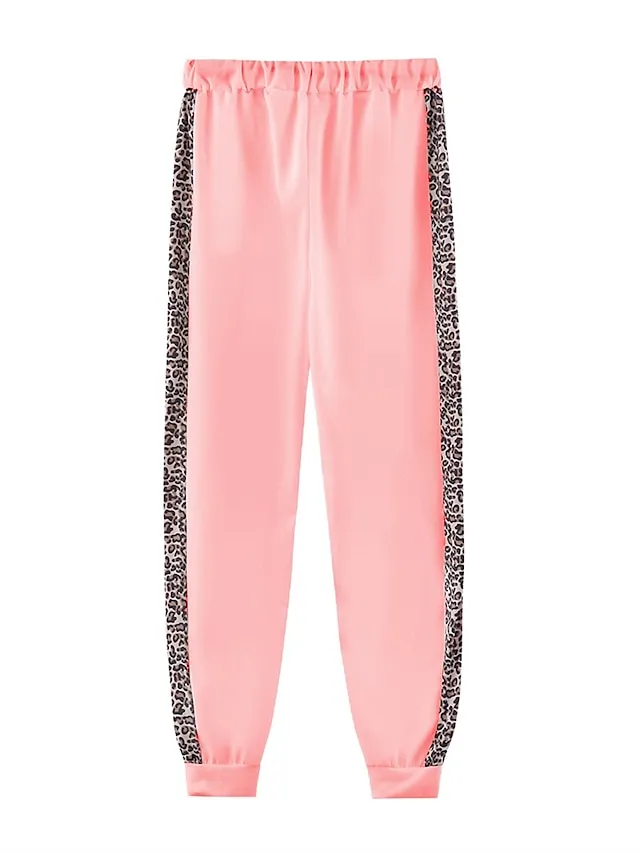 Women's Loungewear Sets Leopard Sport Casual Comfort Home Street Daily Polyester Breathable Hoodie Long Sleeve Hoodie Pant Spring Fall Black White