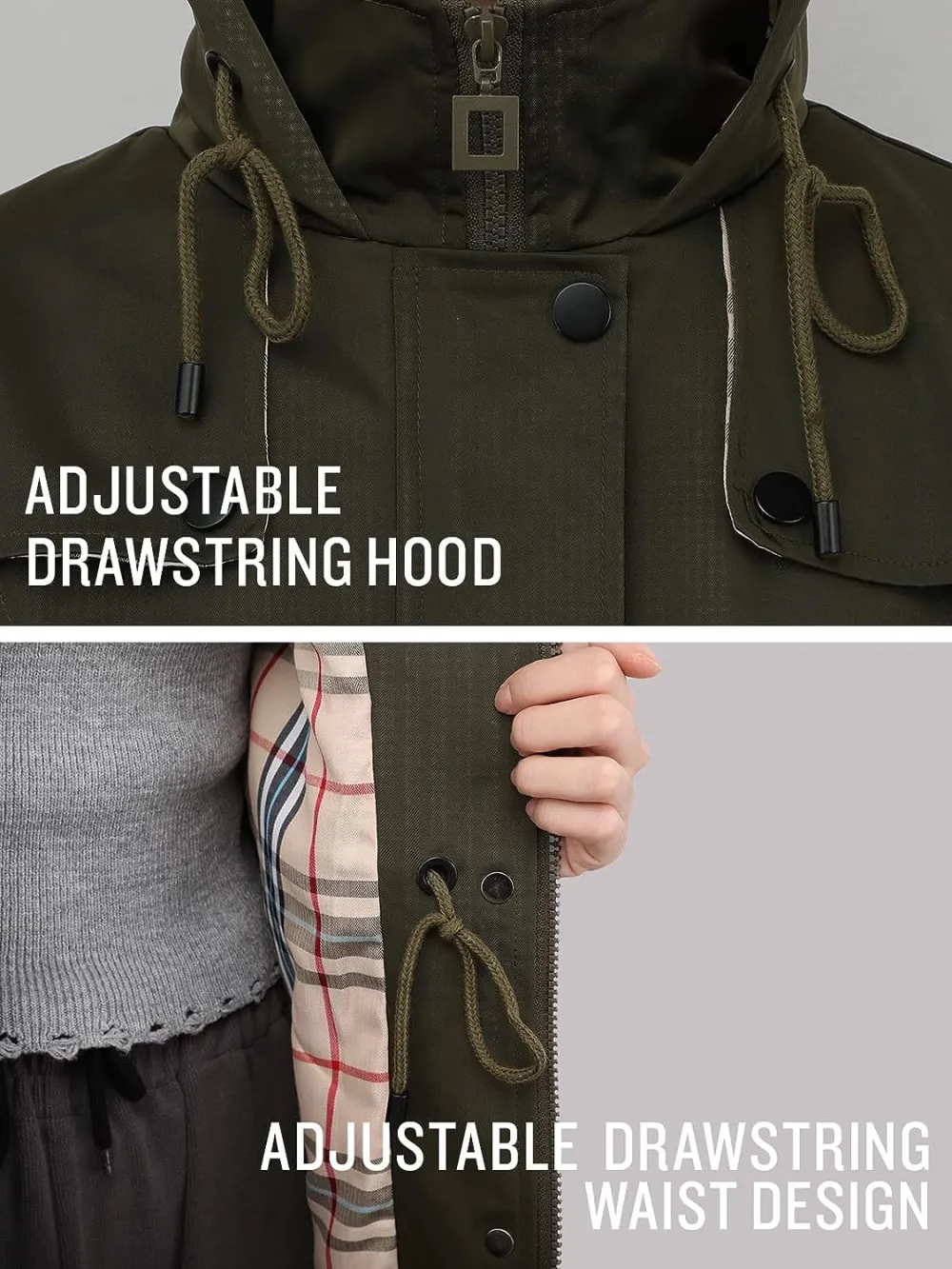 Women's Long Hooded Rain Jacket Outdoor Raincoat Windbreaker