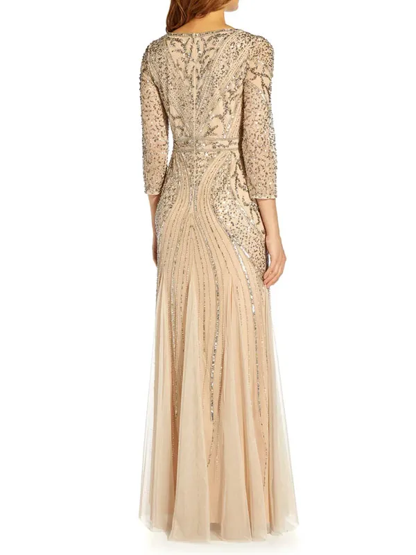 Mid-sleeve high-end lace elegant wedding ladies dress