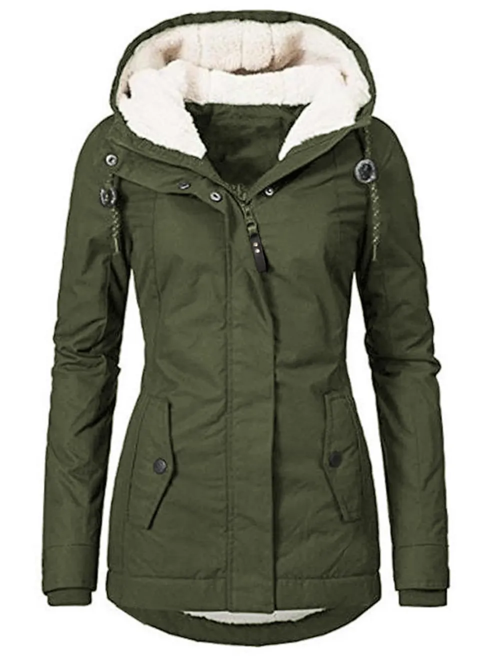 Women's waterproof parka fleece jacket
