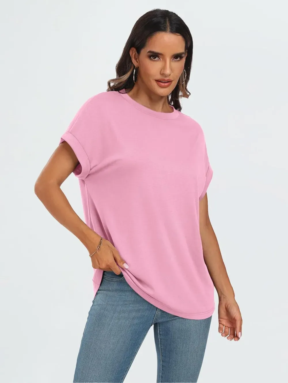 AUTOMET Women Tops Casual Basic T Shirts Loose Fit Crewneck Short Sleeve Summer Outfits