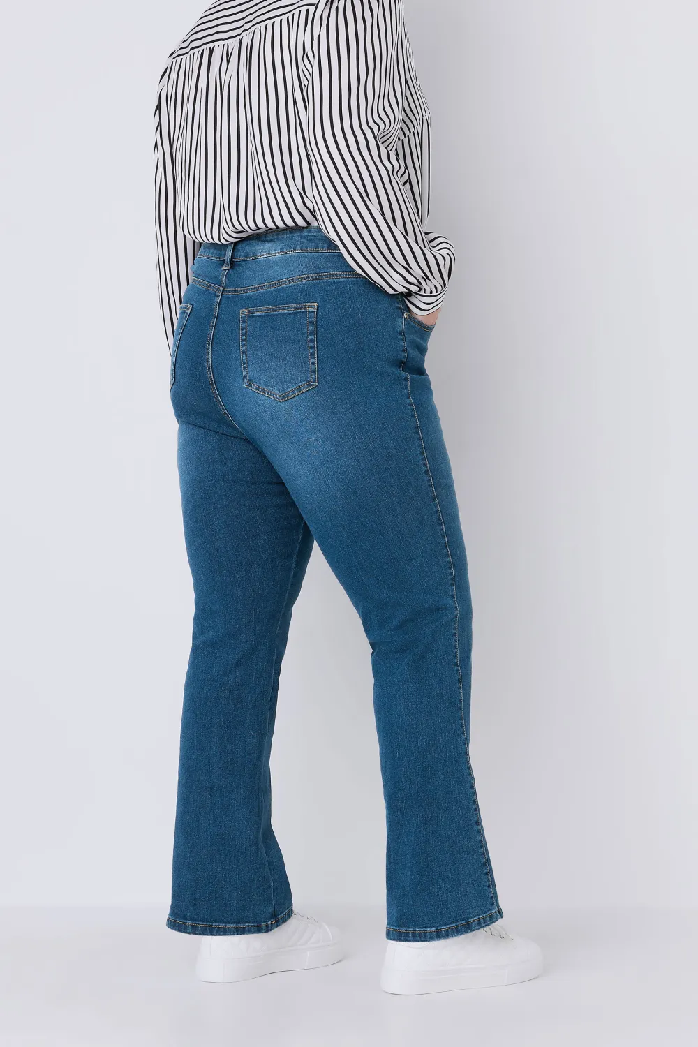 EVANS Curve Mid Blue Denim Bootcut Jeans