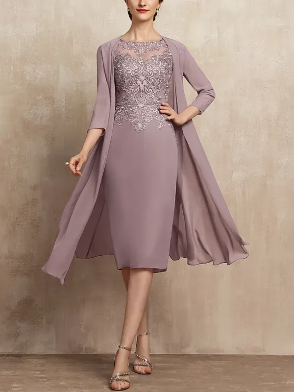 Collar Lace Dress Solid Color Chiffon Top Set