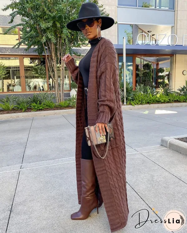 Winter Crochet Loose Long Twist Sweater Cardigan