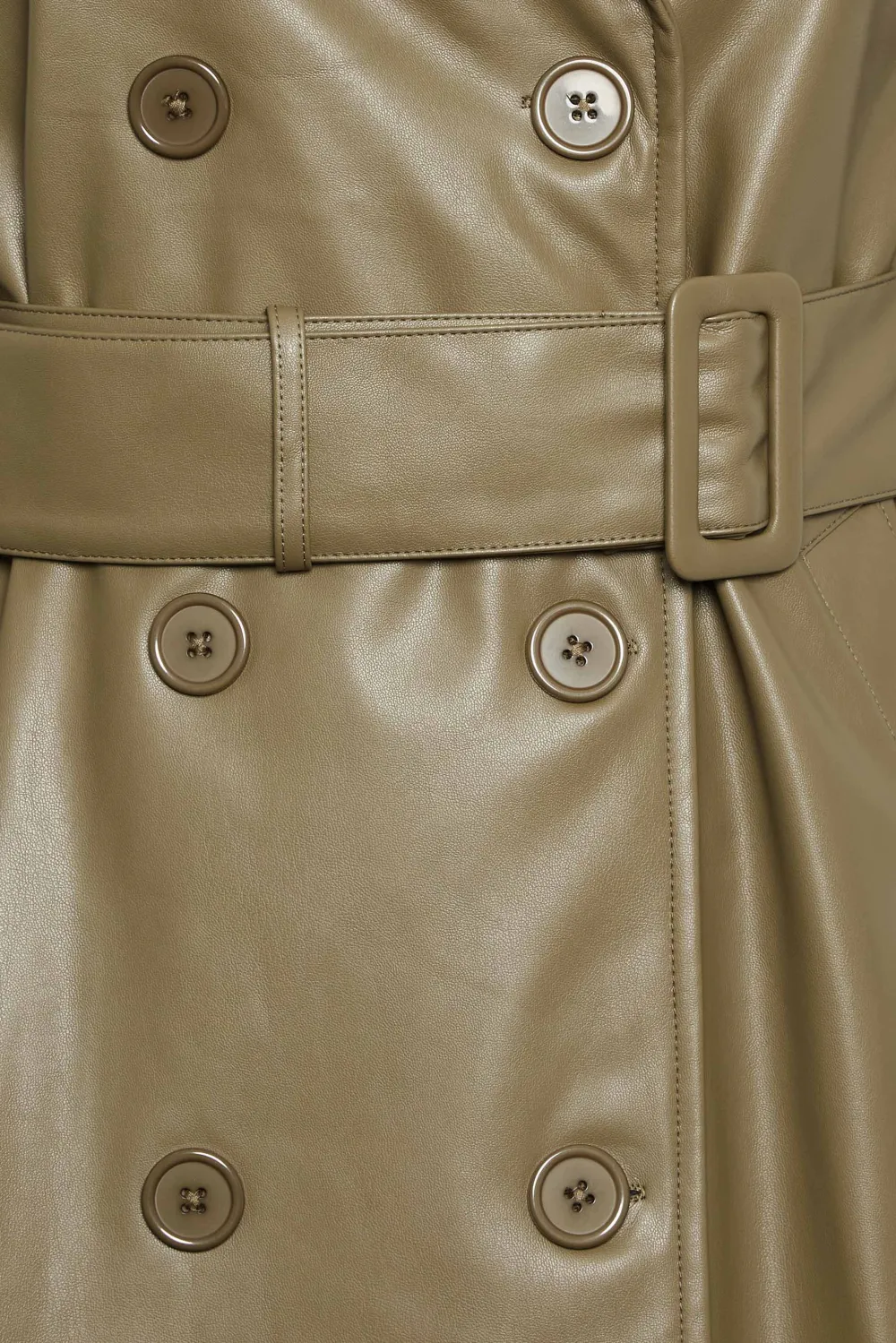 LTS Tall Olive Green Faux Leather Trench Coat