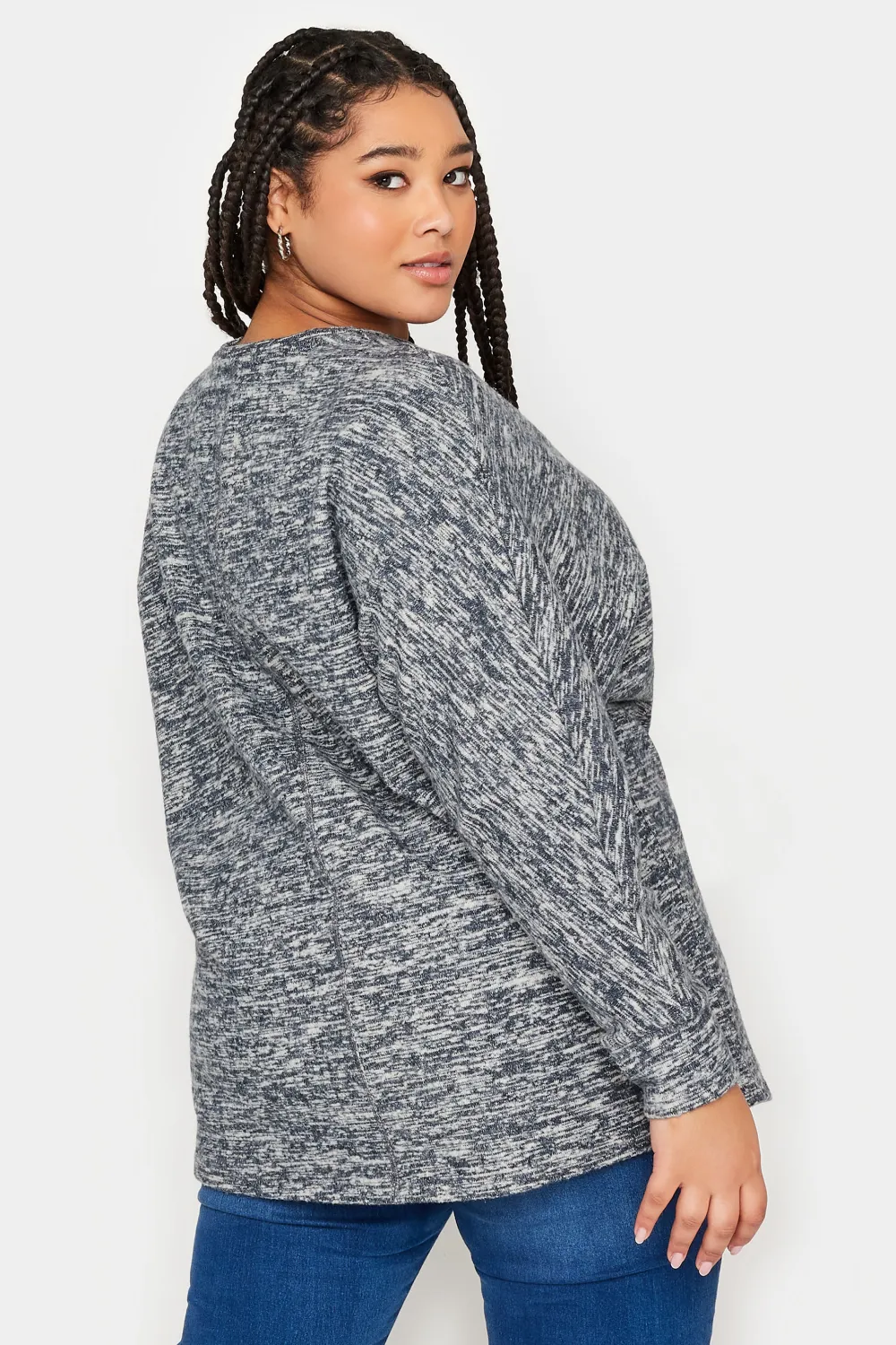 YOURS LUXURY Curve Light Grey Front Seam Detail Jumper