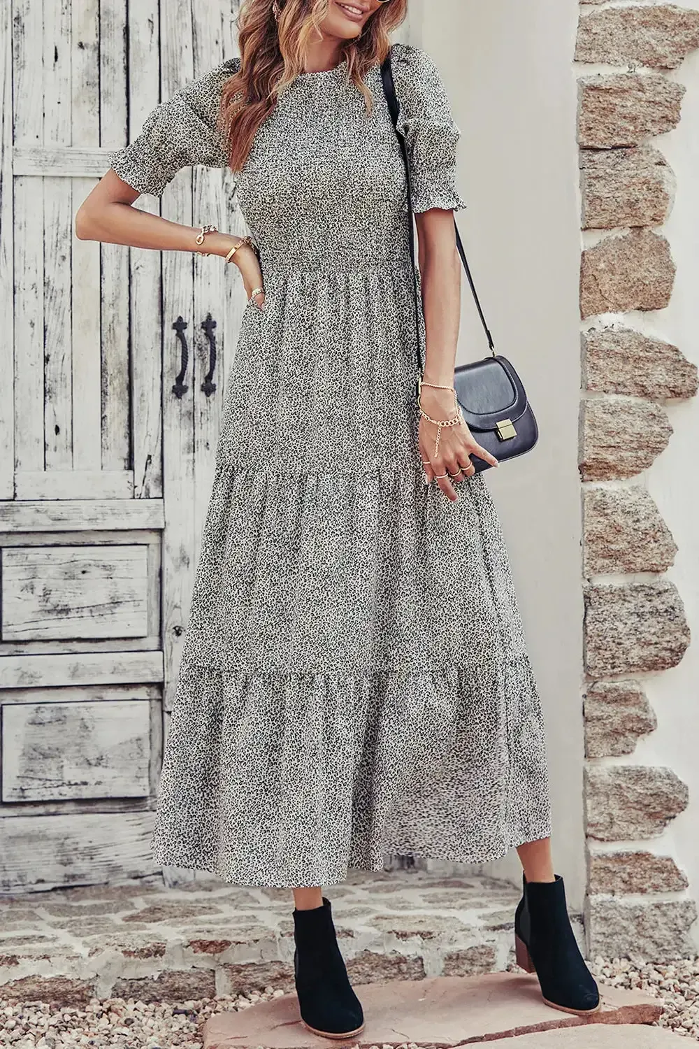 Summer Ruffle Bohemian Tiered Smocked Maxi Dress