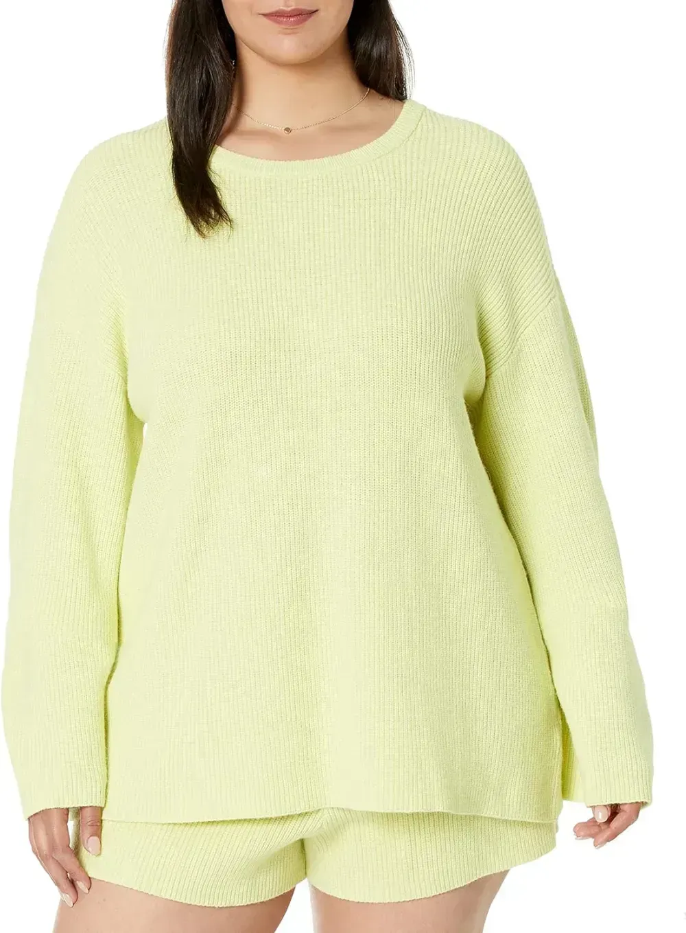 Women's Alice Crewneck Back-Slit Ribbed Pullover Sweater